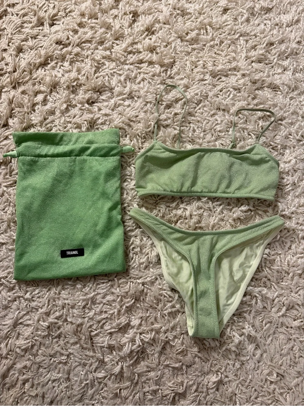 triangl swimwear Green Sparkle Bikini Set - size small
